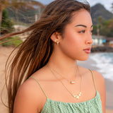 14K Plumeria Necklace Graduated 5 Flower