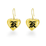 14K Hawaiian Initial Earrings - Heart 12mm