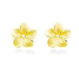 14K Plumeria Earrings - Icicle  13mm w/ Diamonds