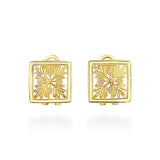 14K Hawaiian Earrings - Quilt Ulu 15mm