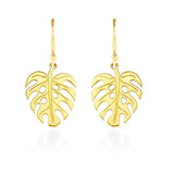 14K Hawaiian Earrings - Monstera Leaf