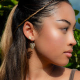 14K Hawaiian Earrings - Monstera Leaf