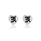 Sterling Silver Hawaiian Initial Earrings - Heart 9mm