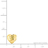 14K Hawaiian Initial Earrings - Heart 9mm Raised
