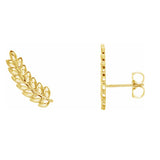 14K Hawaiian Earrings - Maile Leaf Climber