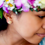 14K Hibiscus Earrings - Wild 12mm