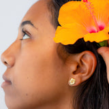 14K Hibiscus Earrings - Wild 12mm