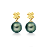 14K Tahitian Pearl Earrings - XOXO