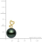14K Tahitian Pearl Pendant - Dia Heart