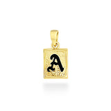 14K Hawaiian Initial Pendant - Square 10mm