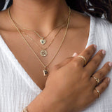 14K Hawaiian Initial Pendant - Square 10mm