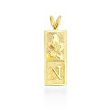 14K Hawaiian Initial Pendant - Plumeria