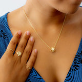 14K Plumeria Pendant - Puka Bead