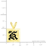 14K Hawaiian Initial Pendant - Square 12mm Enamel