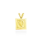 14K Hawaiian Initial Pendant - Square 12mm Raised