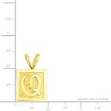 14K Hawaiian Initial Pendant - Square 12mm Raised