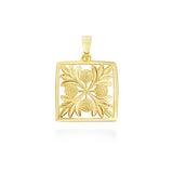 14K Hawaiian Quilt Ulu Pendant - 15mm