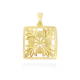 14K Hawaiian Quilt Ulu Pendant - 18mm