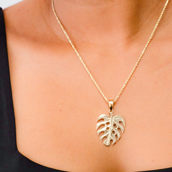 monstera deliciosa gold pendant 14K Hawaiian Monstera Leaf Pendant