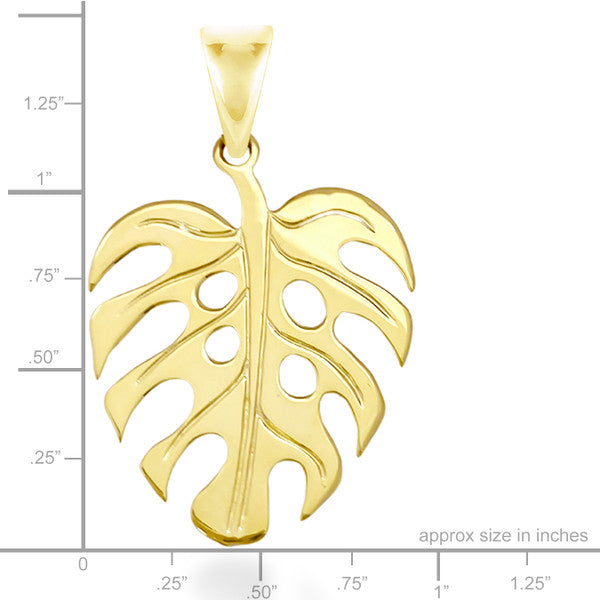 monstera deliciosa gold pendant 14K Hawaiian Monstera Leaf Pendant