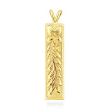 14K Hawaiian Vertical Pendant - Plumeria Maile