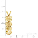 14K Hawaiian Vertical 8mm Pendant - Pua Li'i Queen