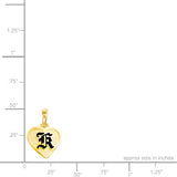 14K Hawaiian Heart Initial Pendant - 9mm Raised & Enamel