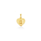 14K Hawaiian Heart Initial Pendant - 9mm Raised