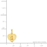 14K Hawaiian Heart Initial Pendant - 9mm Raised
