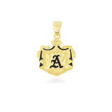 14K Hawaiian Initial Coat of Arms Pendant -   Med