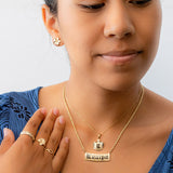 14K Hawaiian Initial Coat of Arms Pendant -   Med