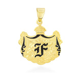 14K Hawaiian Initial Coat of Arms Pendant -  Lrg
