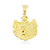 14K Hawaiian Initial Coat of Arms Pendant - Raised