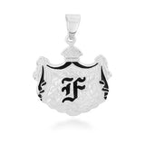 Sterling Silver Hawaiian Coat of Arms Initial Pendant -  Lrg