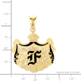14K Hawaiian Initial Coat of Arms Pendant -  Lrg