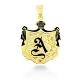 14K Hawaiian Initial Coat of Arms Pendant - ExLrg