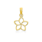 14K Plumeria Pendant - Cut Out Pointed Petals