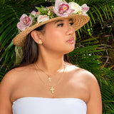 14K Plumeria Pendant - Cross