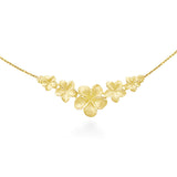 14K Plumeria Necklace Graduated 5 Flower