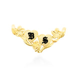 14K Plumeria Pendant - Initial Double Heart Slider