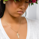 14K Hawaiian Cross Pendant - Maile Lrg