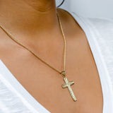 14K Hawaiian Cross Pendant - Maile Lrg