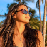 14K Hawaiian Cross Pendant - Maile  Med