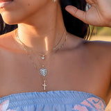 14K Hawaiian Cross Pendant - Maile   Sml
