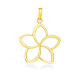 14K Plumeria Pendant - Cut Out Pointed Petals Lrg