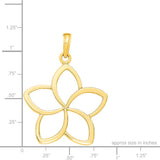 14K Plumeria Pendant - Cut Out Pointed Petals Lrg