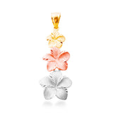 14K Plumeria Pendant - Anuenue 3 Flower (Med)