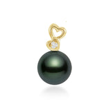 14K Tahitian Pearl Pendant - Dia Heart