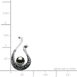 Sterling Silver Tahitian Pearl Pendant - Hibiscus Hook