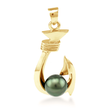 14K Tahitian Pearl Pendant Makau Hook